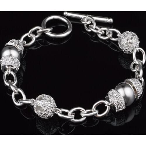 Fine noble ball charms silver plated bracelets for women wedding high quality fashion jewelry Christmas gifts LH017