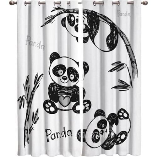 Chinese Panda And Bamboo Window Curtains Curtains for Living Room Decorative Items Living Room