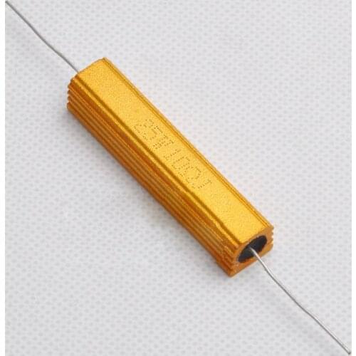 2 pcs 50W Metal Aluminum Shell Resistance High Power Speaker Resistance Divider Golden Aluminum Shell Resistance New