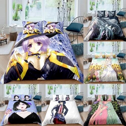 Anime Girl Comic-Girls Animation Bedding Set Cute Bedclothes Home Textiles 2/3pcs Luxury Bedspread 3D Printed Duvet Cover