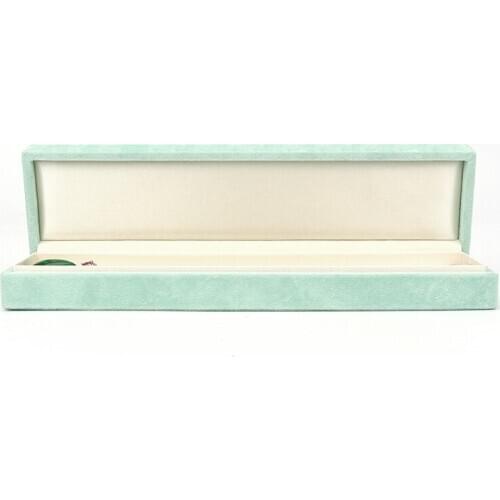 New Emerald Green Velvet Flat Jewelry Long Chain Ring Earrings Pendant Packaging Storage Display Box For Wedding Anniversary