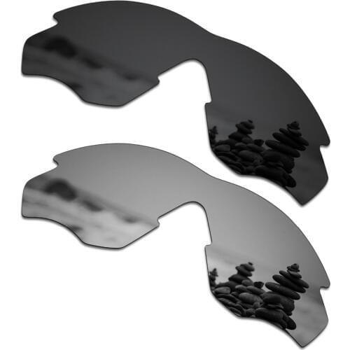 SmartVLT 2 Pieces Polarized Sunglasses Replacement Lenses for Oakley M2 Stealth Black and Silver Titanium