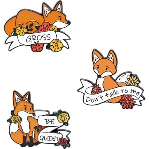 Fox Animal Brooch Custom Forest Banner Enamel Pins for Backpack Clothes Lapel Pin Badge Cute Women Jewelry Gift Wholesale