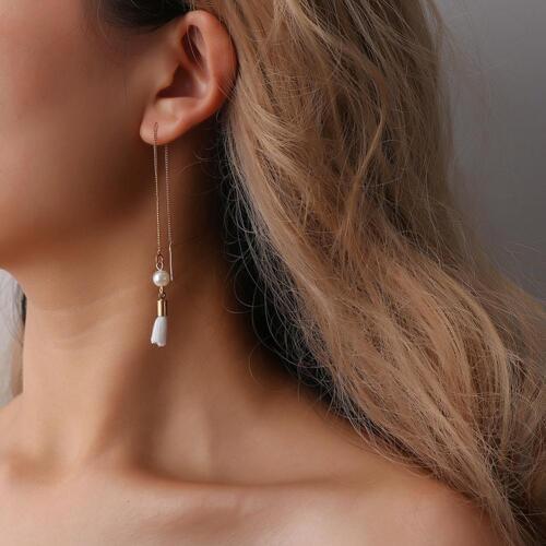 Fashion Irregular Tassel Faux Pearl Long Chain Dangle Earrings Jewelry new