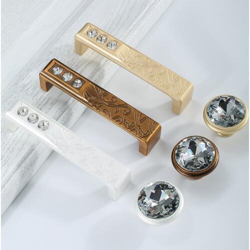 96 128MM Fashion Crystal Drawer Knobs European Furniture Kitchen Cabinet Door Handles Retro Bronze Dresser Cupboard Pulls