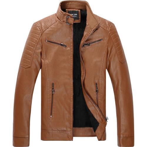Hot New Winter Mens Fashion PU Jackets Male Plus Velvet Thickening Leather Jacket Coats Men Motorcycle Jackets Casual Coat