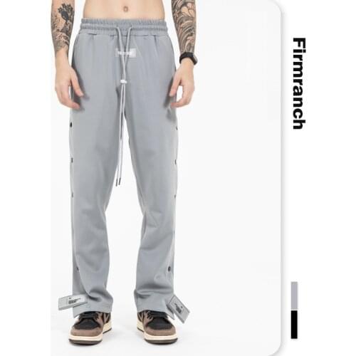 Firmranch New Spring/Autumn High Street Velcro Bottom Side Button Sportpants Men Sweatpants Sport Casual Pants Ins Women Trouser