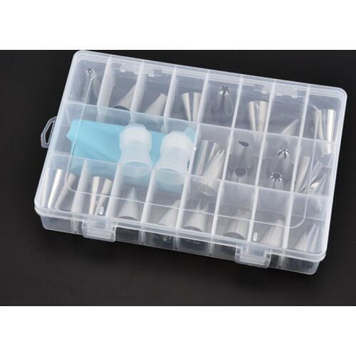 27Pcs/Set Dessert Decorators 24 Stainless Steel Nozzle Set + Silicone Pastry Bag + Converter Icing Piping Cake Decorating Tips