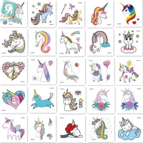 25pcs New Arrival 2019 Mini Unicorn Horse Tattoo Design For Boys Girls Kids Waterproof Temporary Tattoo Sticker For Children