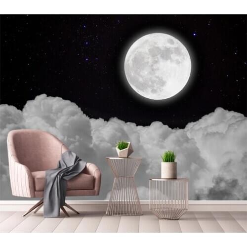 Custom 3d photo wallpaper modern minimalist moon clouds night scenery bedroom papel de parede TV background wall paper обои 3D