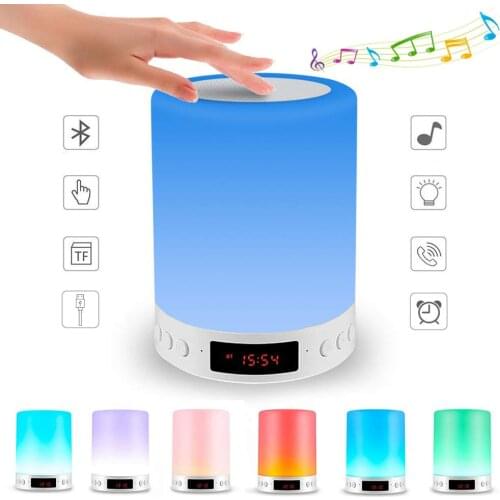 Table Lamp Portable Bluetooth Speaker,Rechargeable Night Light with Hook, Touch Sensor Bedside Lamps ， Color Changing RGB