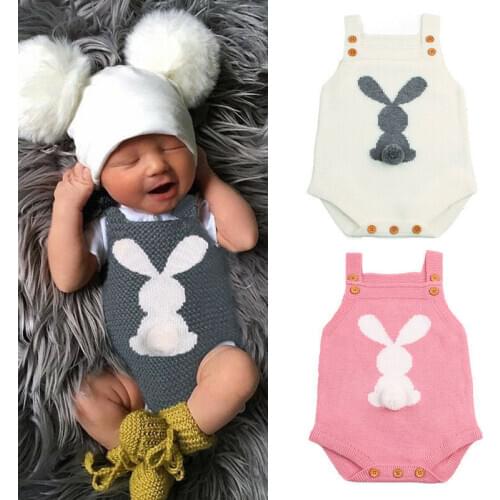2020 New Newborn Baby Boys Girls Bunny Knitting Wool Romper Bodysuit Outfit Sweater sling cute rabbit robeSet