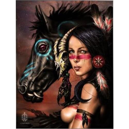 New Arrivals 5D DIY Full Round Diamond Painting Girl & Steed Cross Stitch 3D Embroidery Rhinestone Mosaic Home Decor Gift Y423
