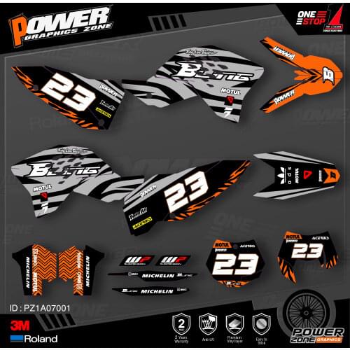 PowerZone Custom Team Graphics Backgrounds Decals 3M Stickers Kit For KTM SX SXF MX 07-10 EXC XCW Enduro 08-11 125 to 500cc 01