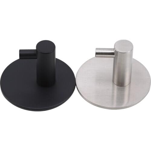 Strong Heavy Duty Adhesive Hooks Black Brushed 304 Stainless Steel Hook For Clothes Key Bedroom Bathroom Hanger