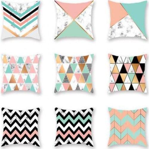 Simple Color Geometric Marble Cushion Cover Love Wave Triangle Diamond Nordic Pillow Cases For Office Chair Backrest