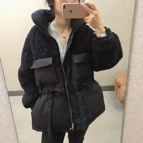 Plus Size Woman Parkas Warm Jacket Beige Black Cotton Padded Coat 2020 New Fashion Zipper Loose Casual Long Winter Coat Thick
