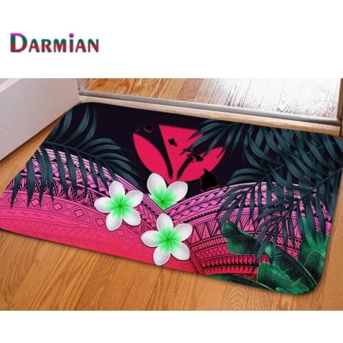 DARMIAN Colorful Polynesian Plumeria Print Doormat Vintage Living Room Kitchen Bedroom Carpets Home Decorate Floor Outdoor Rugs