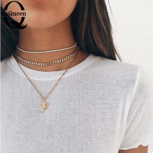 Romantic Fashion Roses Necklace Women Choker Jewelry Pendant Necklace Gifts