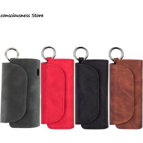 Luxury Frosted Leather Case For IQOS 3.0 Retro Pattern Portable Hook Cases Storage Bag Full Protective Carrying Cover For IQOS 3