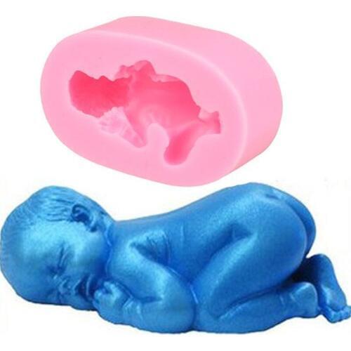 1PCS Silicone 3D Sleeping Baby Mold Cookware Dining Bar Non-Stick Cake Decorating Fondant Soap Mold for Kitchen Cookie Tools