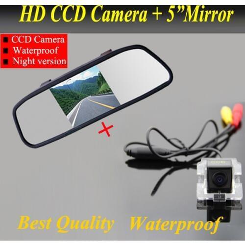 2 in 1 Auto parking System for Mitsubishi Outlander CCD HD Car Rear View Camera + 5 inch HD Car rear Mirror monitor