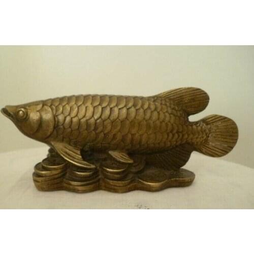 Chinese Folk Culture Handmade Brass Bronze Statue Fish Sculpture