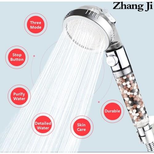 VIP Replaceable Filter SPA Shower 3 Modes Adjustable High Pressure Shower Head Tourmaline Water Saving Switch Button Shower