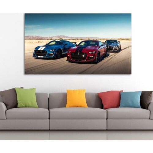 Supercar Ford Mustang Shelby GT500 Racing Car Vehicle Wallpaper Posters Wall Art Prints Canvas Paintings for Living Room Decor