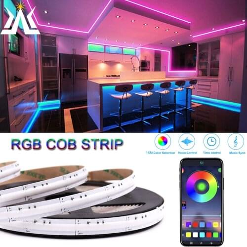 630 LEDs RGB COB LED Strip 12V 24V Colorful Dimmable COB Tape Flexible Light Bar 15W/M High Bright Decoration Bulb Night Lamp