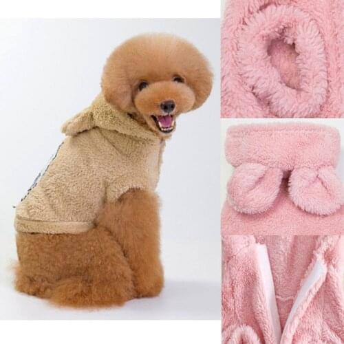 Dog Supplies Autumn Winter Clothes Hooded Coat Fleece Puppy Warm Outfit With Ear Fashion Letter Pet Puppy Clothes Pet Products