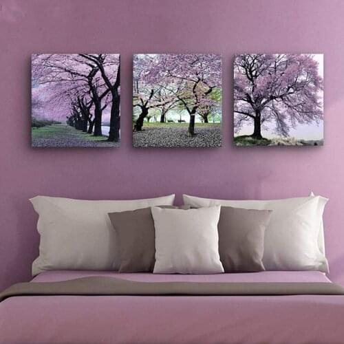 Triptych Full Square drill Diy Diamond Embroidery Cherry blossom Trees Diamond Painting Cross Stitch Rhinestone Diamond Mosaic