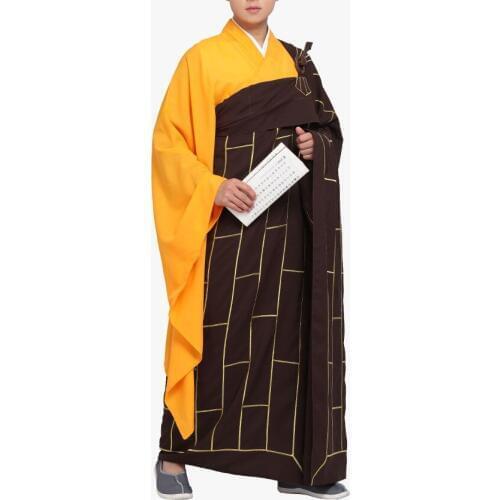 Unisex high quality buddhist monk ZuYi lay meditation robe gown zen suits shaolin monks kung fu cassock Haiqing 2pcs/set