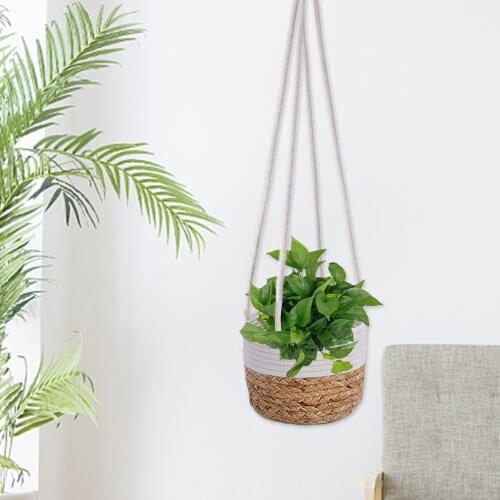 Plant Hangers Rope Hanging Woven Planter Basket Decorative Vintage Flowerpot Pot Holder For Home Wall Plant Decor