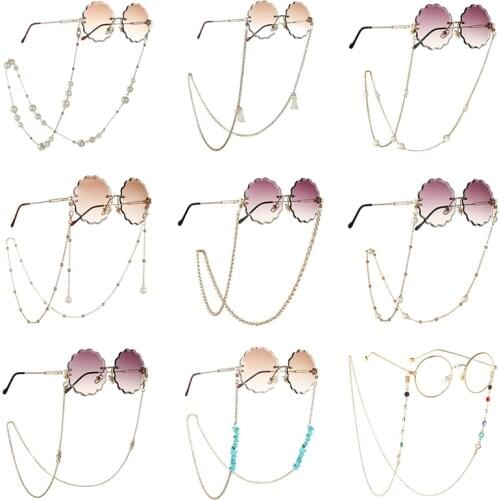 Vintage Sunglasses Beads Chain Fashion Pearl Glasses Chain Holder for Women Girls Casual Metal Eyeglasses Strap Landyard Eyewear