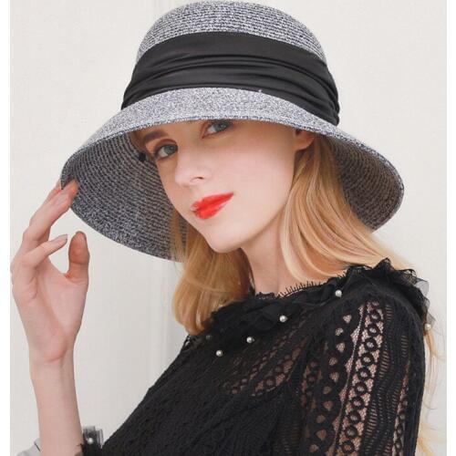 Lady Straw Fedoras Hat Female Fashion Dome Cap Mixed Color Fine Grass Hat Sunshade Hats Lady Folding Bonnet Sunshade Caps B8978