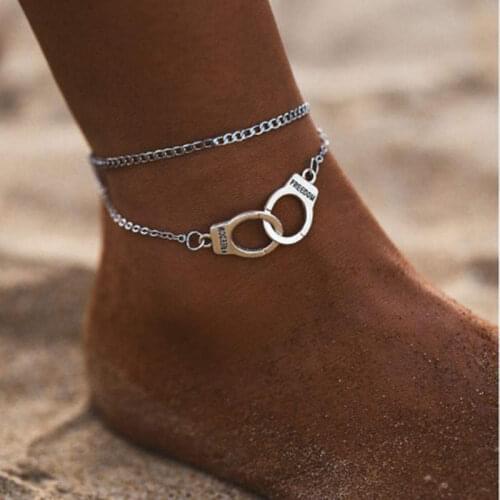 2020 Women Anklets Simple Heart Barefoot Crochet Sandals Foot Jewelry Two Layer Foot Legs Bracelet Anklets