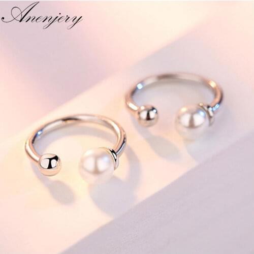 ANENJERY 925 Sterling Silver Pearl Clip Earrings For Women Gift pendientes oorbellen boucle d'oreille femmes S-E325