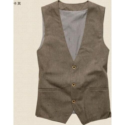 Vest Slim Business Jacket Tops 2021 Men Linen Cotton Vest Men Dress Suit Vest Men Cotton Linen Vest Suit Gilet