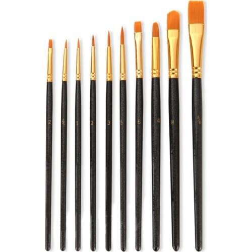 2021 New 10Pcs Artist Paint Brush Round Pointed Tip Nylon Hair Artist Brush for Acrylic