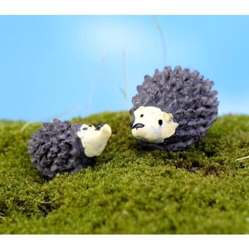 10PCS Hedgehog Figures Mother Son Miniature Figurine for Mini Fairy Garden Aquarium Fish Tank Animal Statue Resin Craft