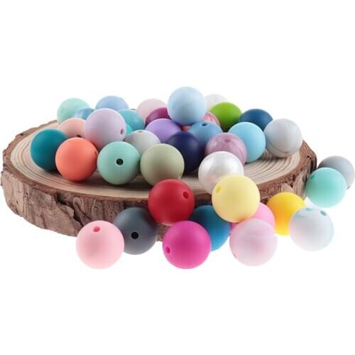 10pcs 15mm Baby Silicone Teething Beads Chewable Silicone Loose Beads For Teeth Babies Accessories Nursing BPA Free Teether Bead