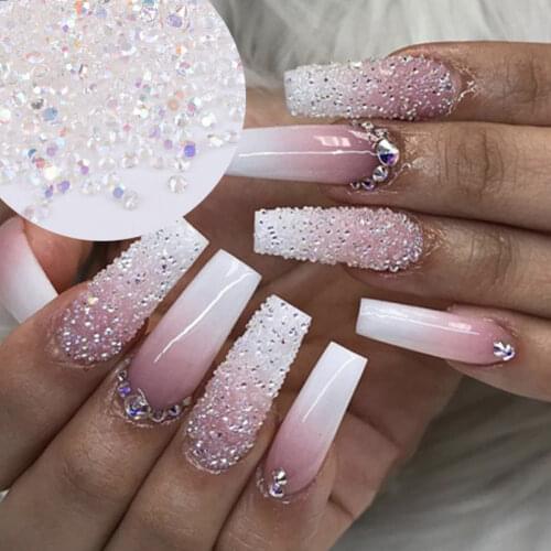 1440Pcs Shiny Glass 3D Nail Rhinestone Micro Caviar Beads Glitter Crystal AB Nails Art Decorations Tiny Mini Gems Manicure