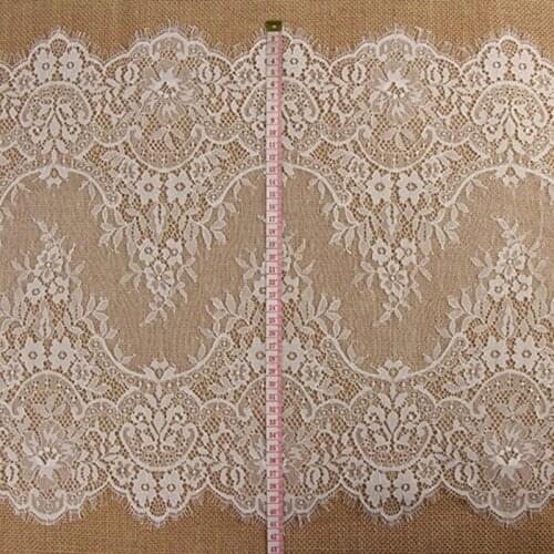 3 meters French Eyelash Lace Fabric 40cm Wide White Black Diy Exquisite Lace Embroidery Clothes Wedding Dress Accessories