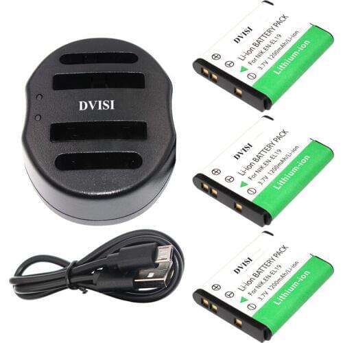 3pcs DVISI 1.2Ah EN-EL19 EN EL19 ENEL19 Camera Battery with USB Charger for Nikon Coolpix S3100 S3200 S3300 S4100 S4200 S4300