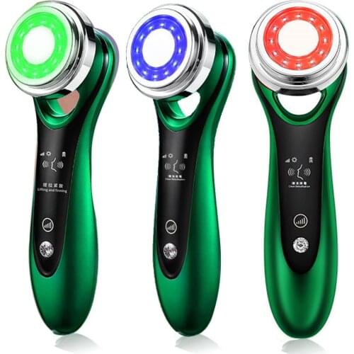 7in1RF&EMS Lifting Beauty LED Face Skin 3 Colors Led Facial Massager Photon Therapy Heating Wrinkle Removal Face Skin Care Tools