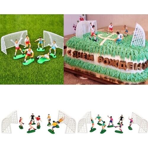 8Pcs/Set Soccer Football Cake Topper Kids Cupcake Topper Decor Model Happy Birthday Party Supplies Children Party Decoration