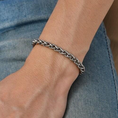 21Cm Stainless Steel Bracelet Couple Bracelet Silver Color Keel Chain Be Diy with Combination Bracelet Simple Gifts for Friends