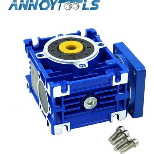Worm Gear Gearbox NMRV030 Speed Reducer Ratio 5:1 to 80:1 With Shaft Sleeve Adaptor For 6.35/8mm Input Shaft For Nema23 Motor