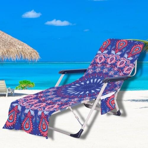 Geometric Printed Portable Beach Chair Cover Up Towel With Pocket Outdoor Quick Drying Cover Blanket For Swim Pool Lounge Chair